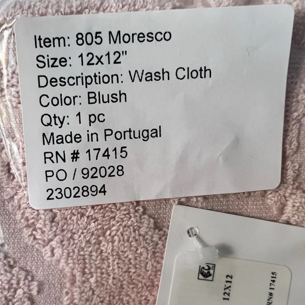 4 PC SET | SFERRA MORESCO BLUSH WASH TOWELS 12”sq JACQUARD MOTIF NWT